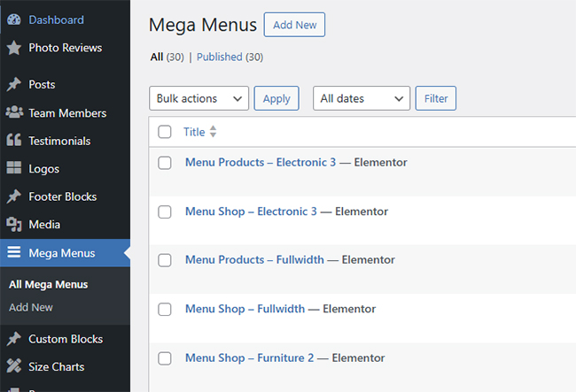 Adding Mega Menu