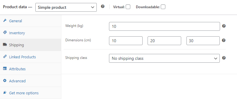 Product Data - Shipping Tab