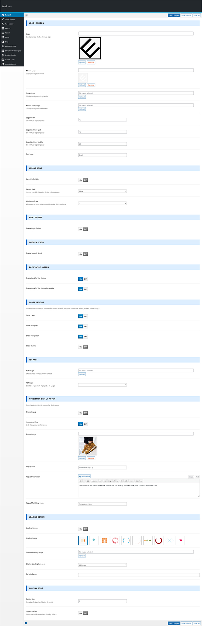 Theme Options